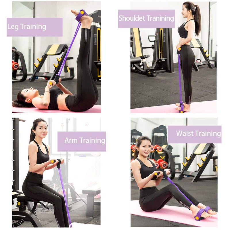 FateFan Multifunction Tension Rope, 6-Tube Elastic Yoga Pedal Puller Resistance Band, Natural Latex Tension Rope Fitness Equipment, for Abdomen/Waist/Arm/Leg Stretching Slimming Training (Purple) - Image 4
